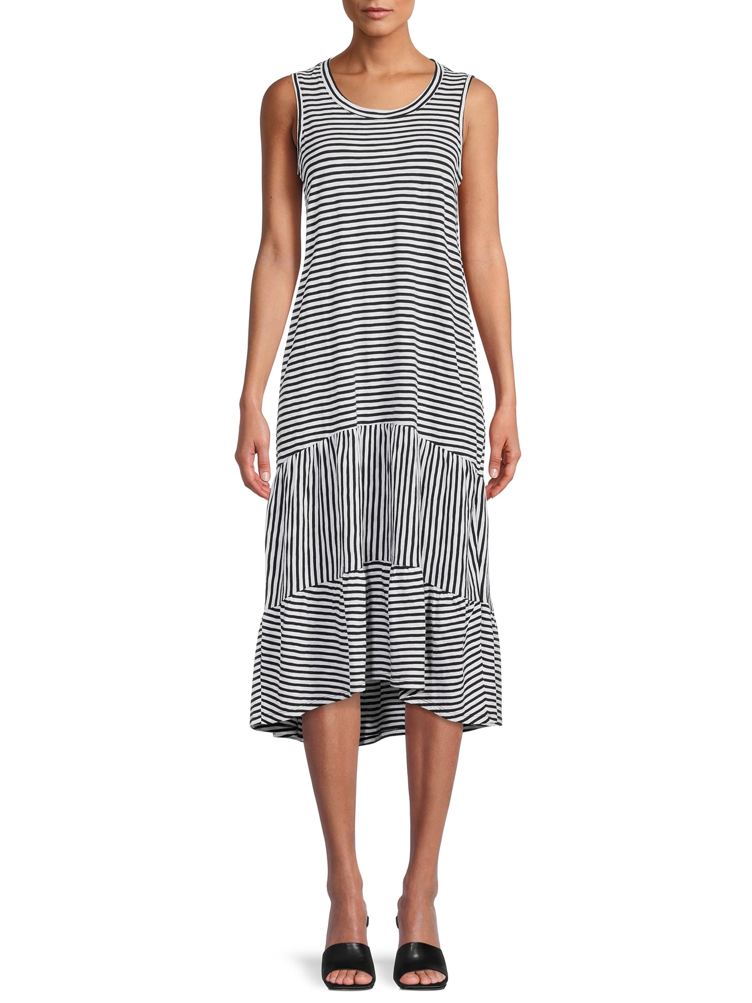 Time and Tru Women's Sleeveless Tiered Knit Dress - Walmart.com