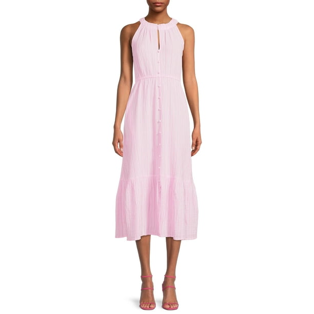 Time and Tru Women's Sleeveless Tiered Midi Dress - Walmart.com