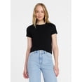 thumbnail image 1 of Time and Tru Women's Slim Fit Crewneck Tee with Short Sleeves, Sizes XS-XXXL, 1 of 6