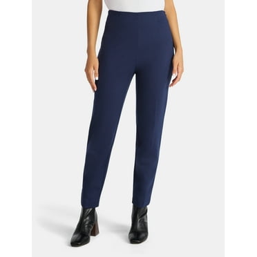 Time and Tru Women's Slim Straight Ponte Knit Dress Pants, 27” Inseam, Sizes XS-XXL