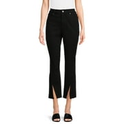 Time and Tru Women's Slit Hem Straight Leg Jeans, 26", 28" Inseams, Sizes 2-20