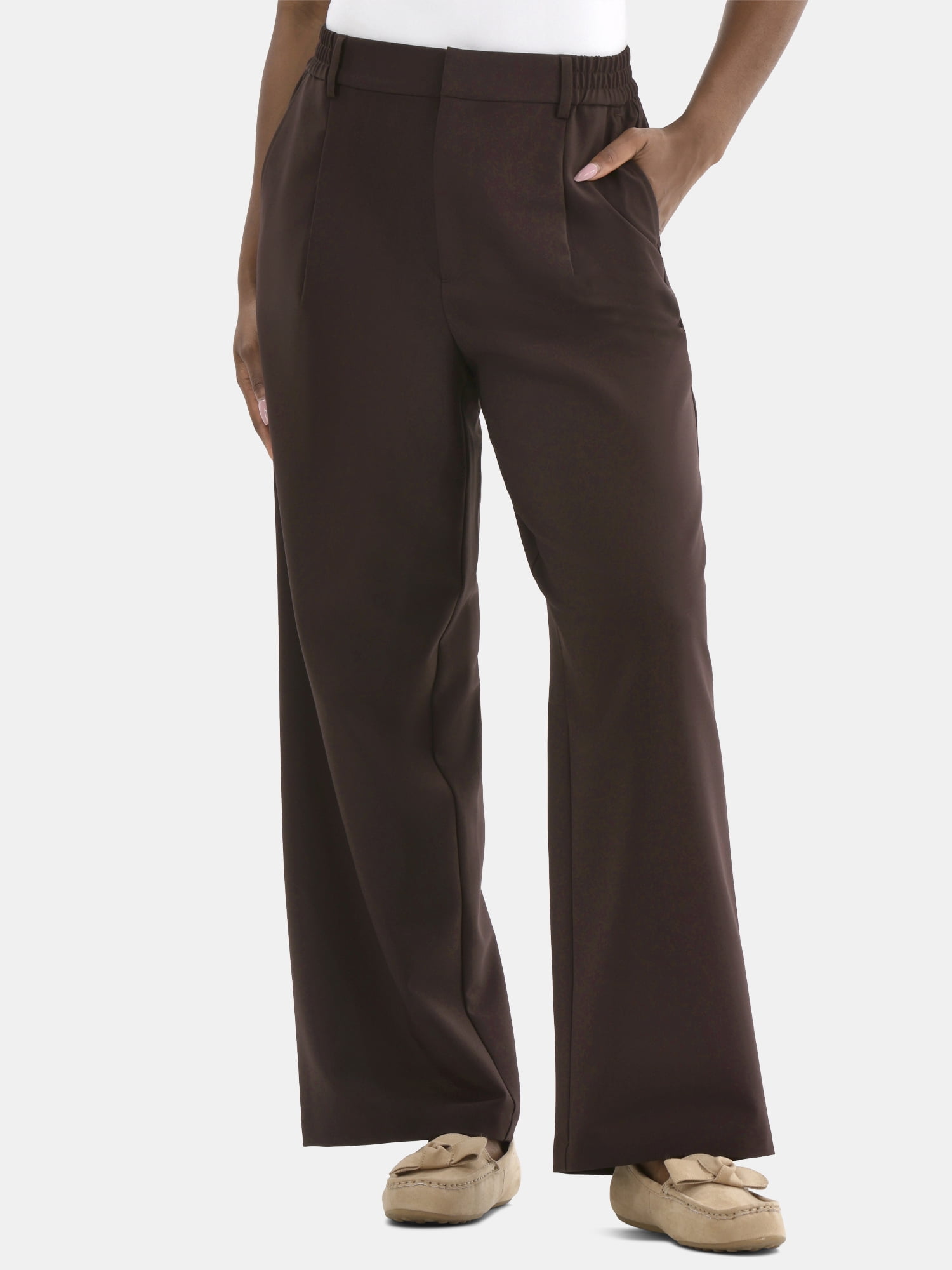 Time and Tru Women's Slouchy Tailored Pants, 30" Inseam, Sizes 0-18
