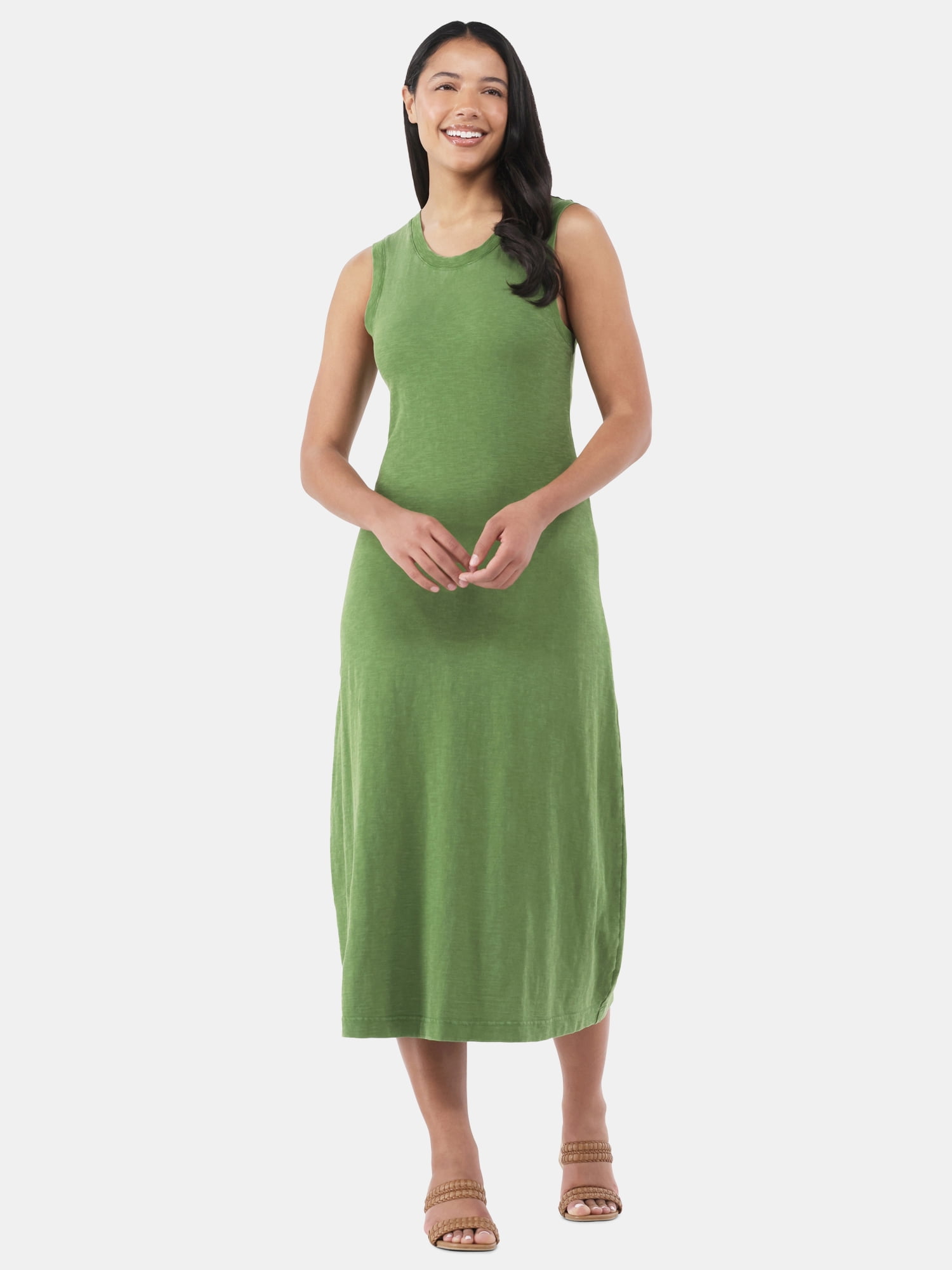slub jersey midi swing dress Women's Navy Slub Jersey Midi Swing Dress