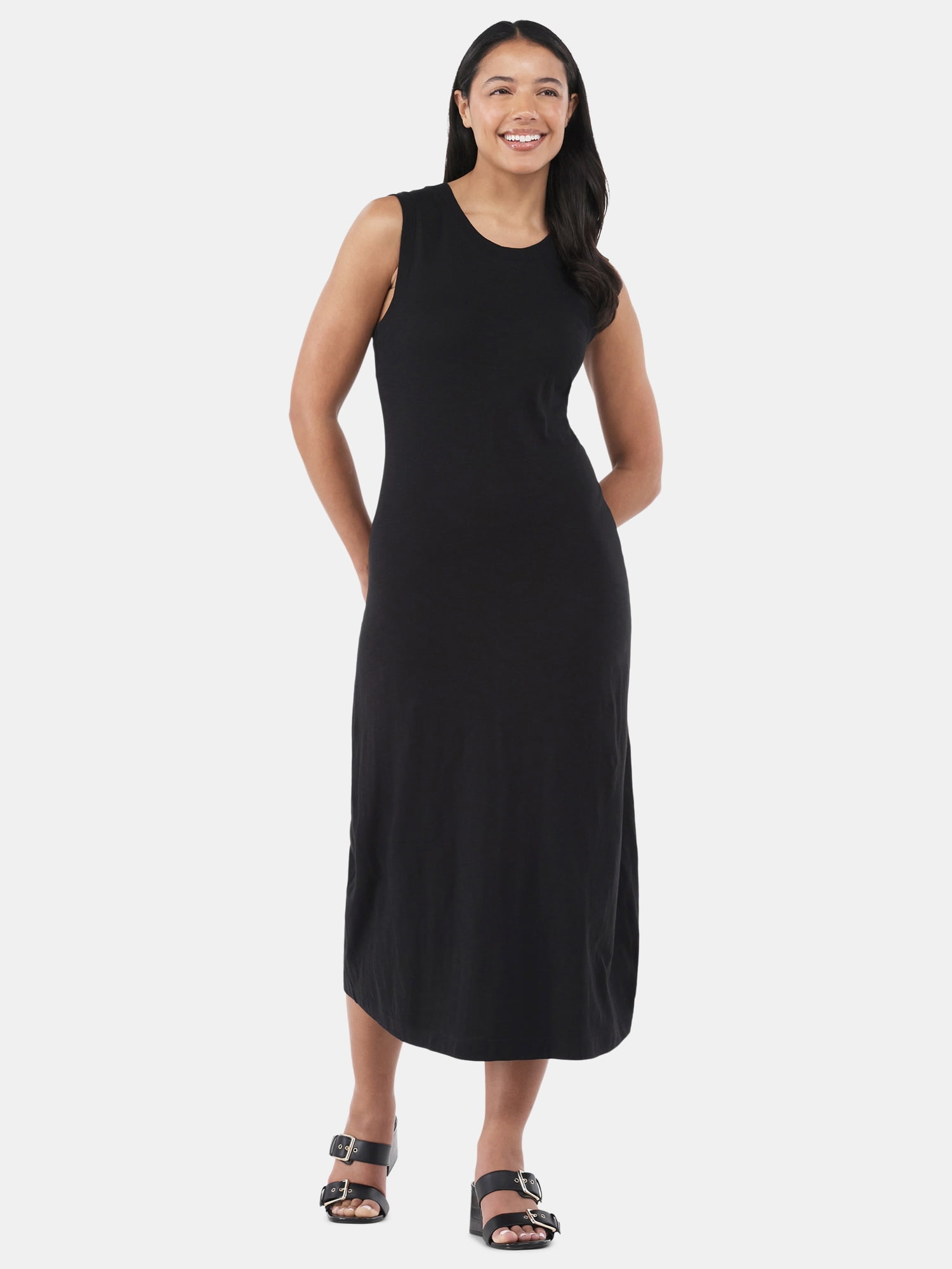 Time and Tru Women's and Women's Plus Slub Cotton Tank Midi Dress, Sizes  XS-XXXL