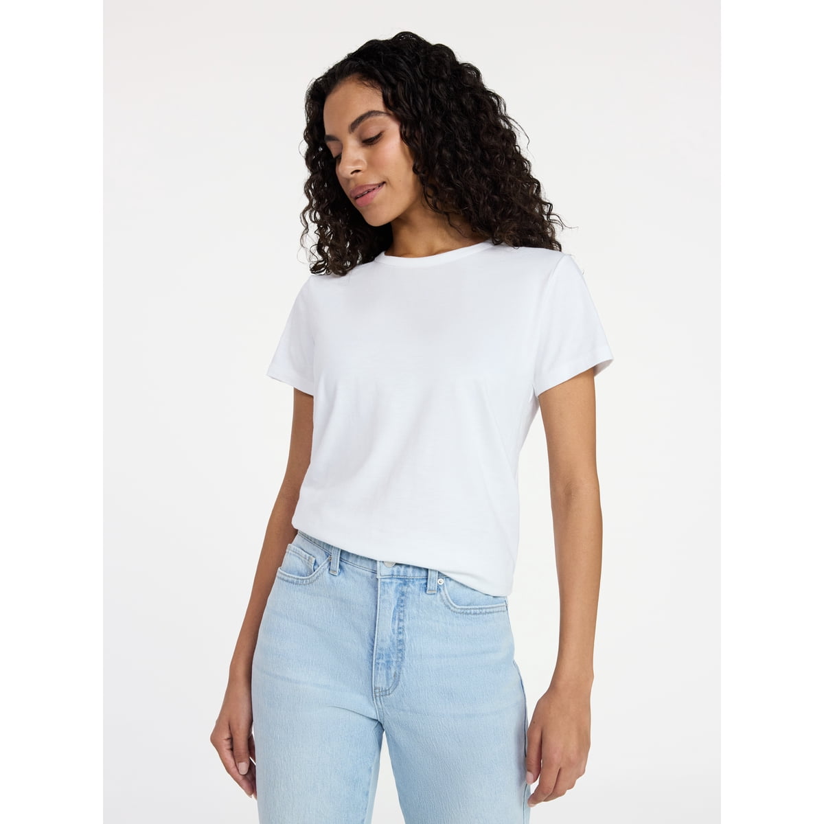 Women's Slub Crewneck Tee with Short Sleeves, Sizes 1X-4X