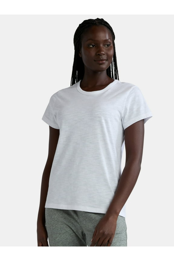 Women’s Slub Jersey Crewneck Tee with Short Sleeves, 2-Pack, Sizes XS-3XL