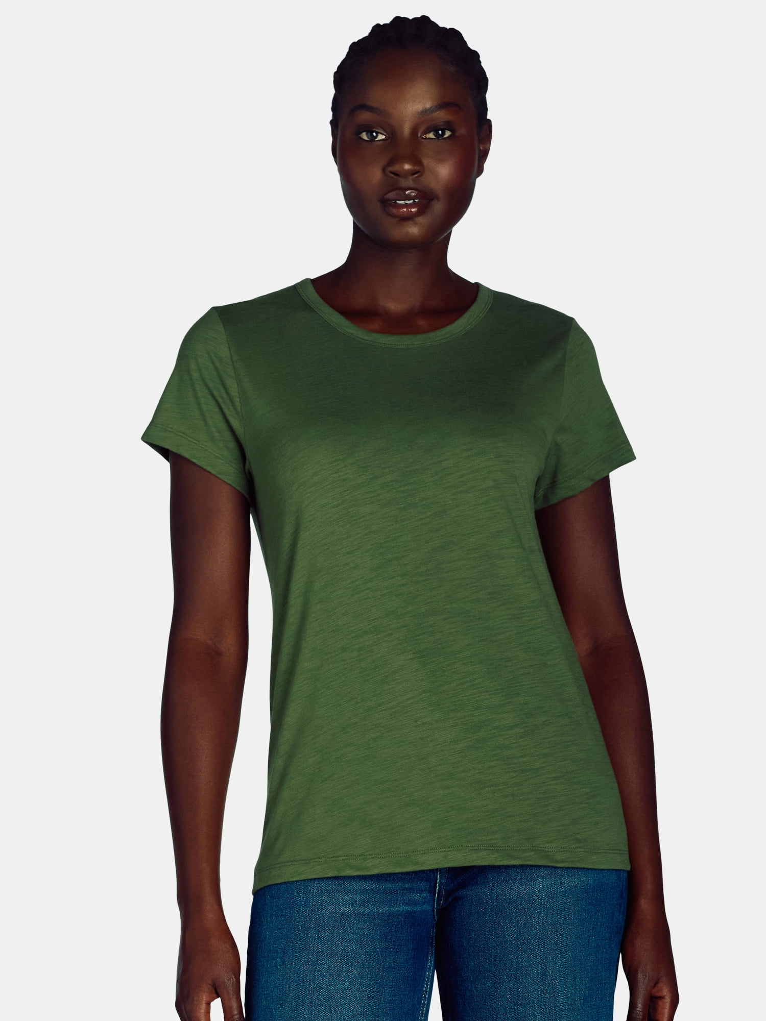 New Haggar Men's Textured Crewneck Long Sleeves Tee Shirt Olive Green