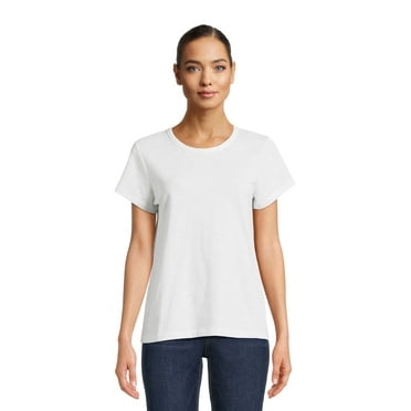 Time and Tru Women’s Slub Jersey Crewneck Tee with Short Sleeves, Sizes XS-XXXL
