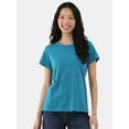 thumbnail image 1 of Time and Tru Women’s Slub Jersey Crewneck Tee with Short Sleeves, Sizes XS-XXXL, 1 of 5