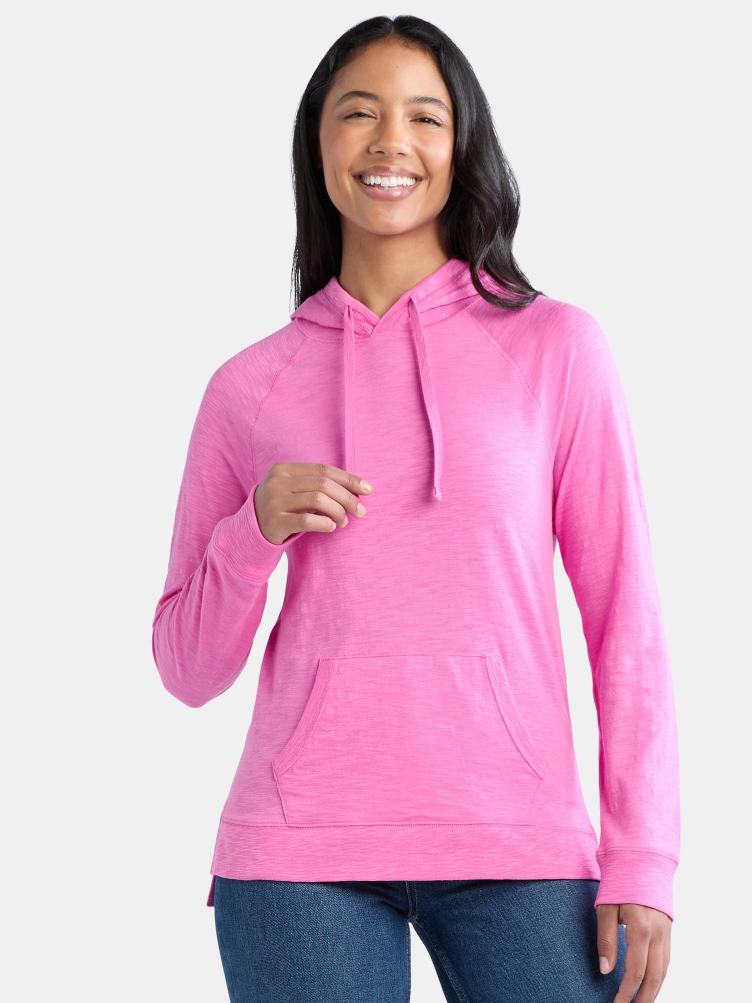 Time and Tru Women's Crewneck Sweatshirt with High-Low Hem