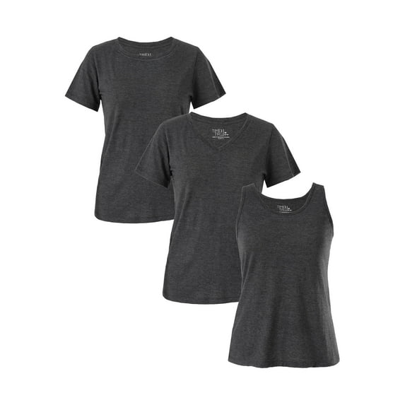 Time and Tru Women's Slub T-Shirts and Tank Top, 3-Pack