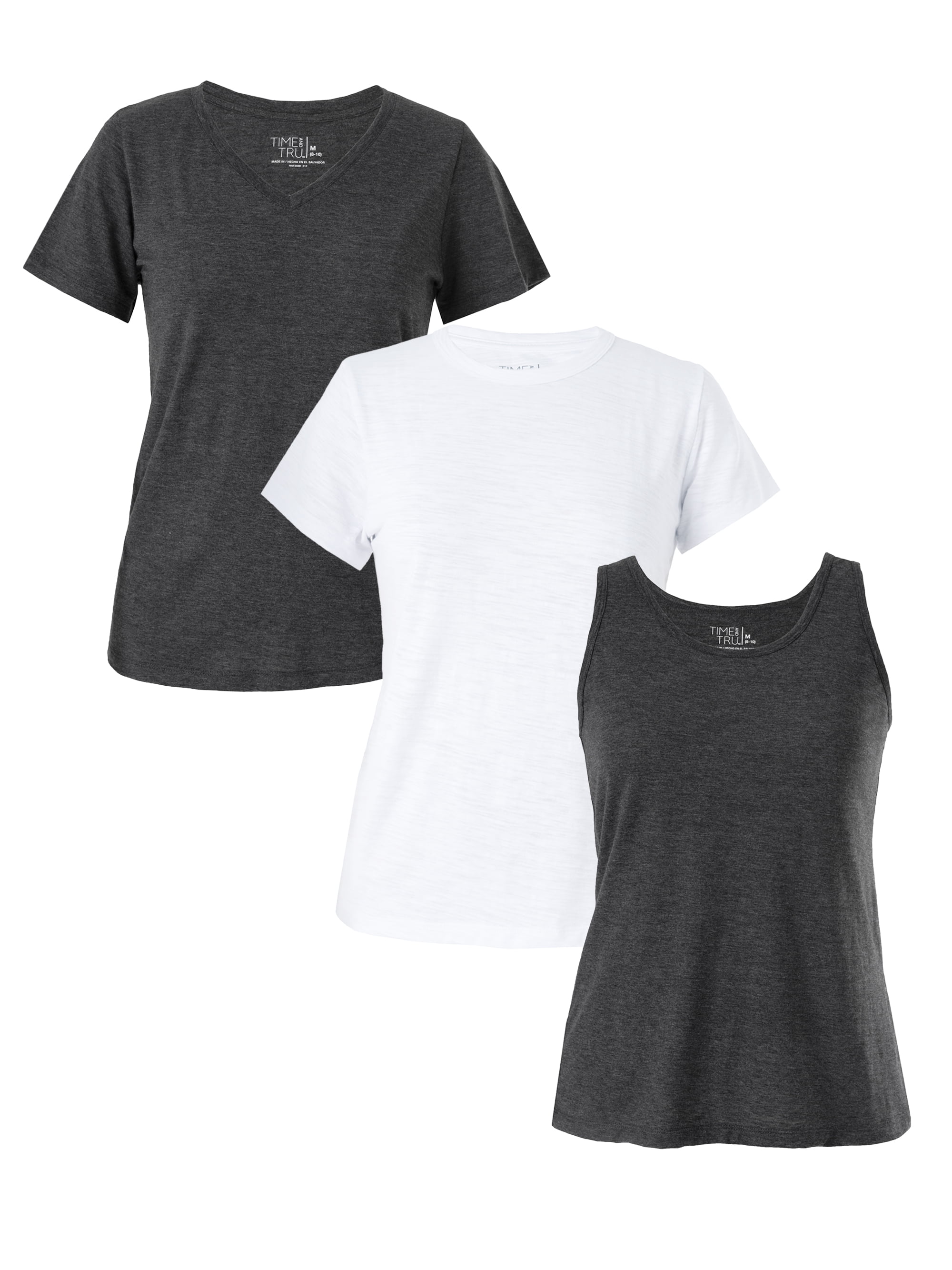 Time and Tru Women's Slub T-Shirts and Tank Top, 3-Pack - Walmart.com
