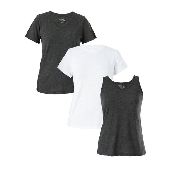 Time and Tru Women's Slub T-Shirts and Tank Top, 3-Pack