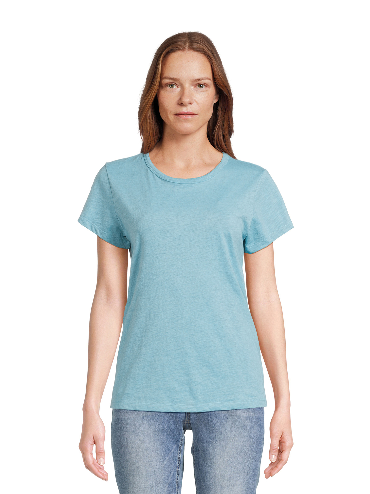 Time and Tru Women's Slub Texture Tee with Short Sleeves, Sizes S-XXXL - image 1 of 6