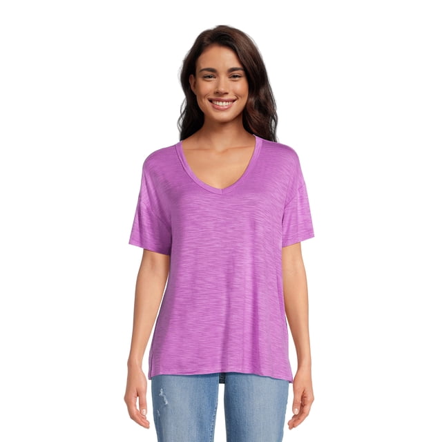Textured Tees Time and Tru Women's Slub Texture Tee with Short Sleeves, Sizes S-XXXL ...