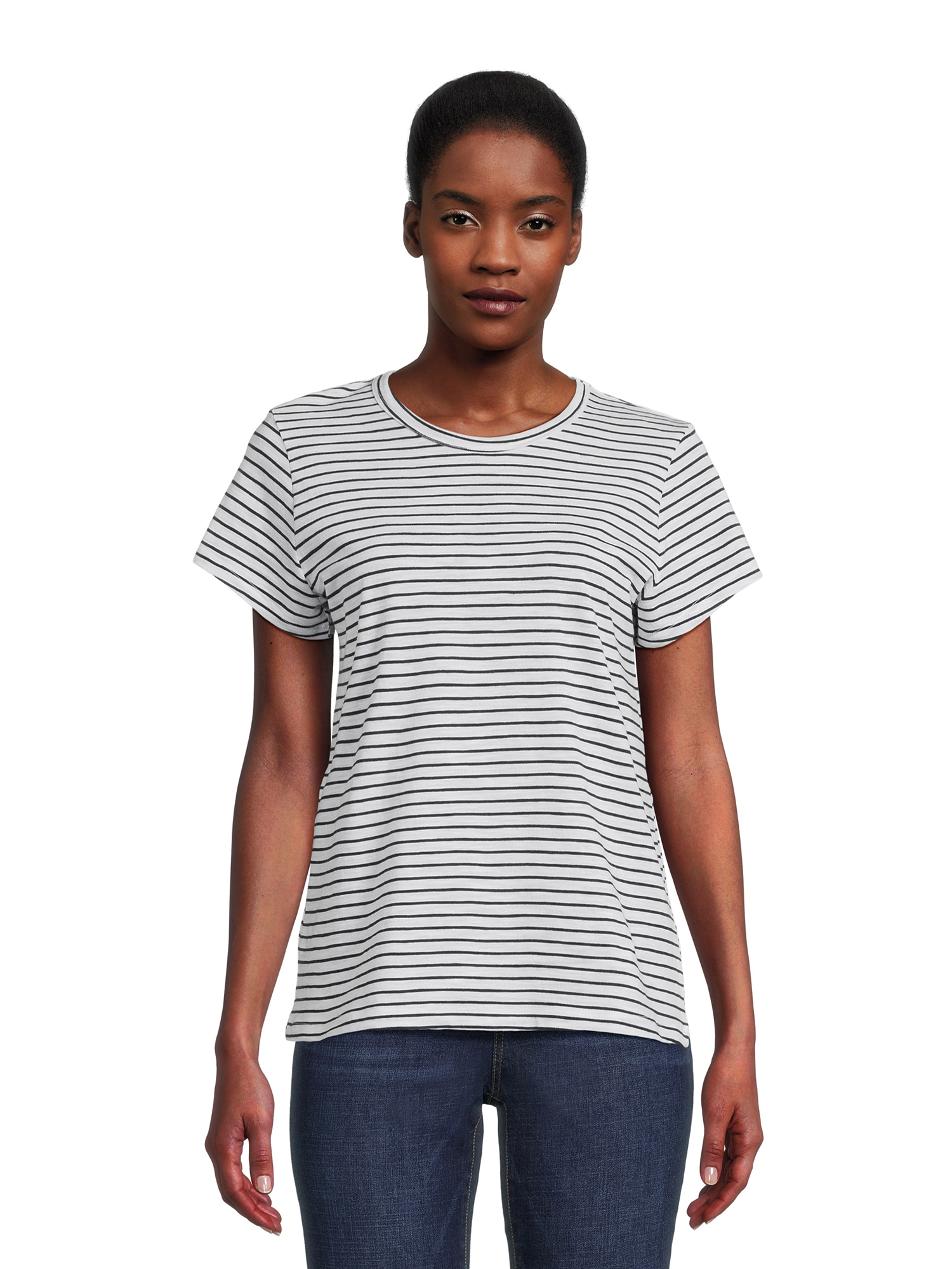 Time and Tru Women's Slub Texture Tee with Short Sleeves, Sizes S-XXXL - image 1 of 6