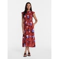 thumbnail image 1 of Time and Tru Women's Smocked Bodice Midi Woven Dress, Sizes XS-4X, 1 of 5