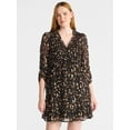 thumbnail image 1 of Time and Tru Women's Smocked Chiffon Mini Dress with Long Sleeves, Sizes XS-XXXL, 1 of 6