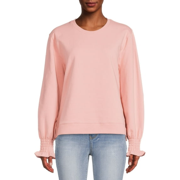 Time and Tru Women’s Smocked Cuff Sweatshirt