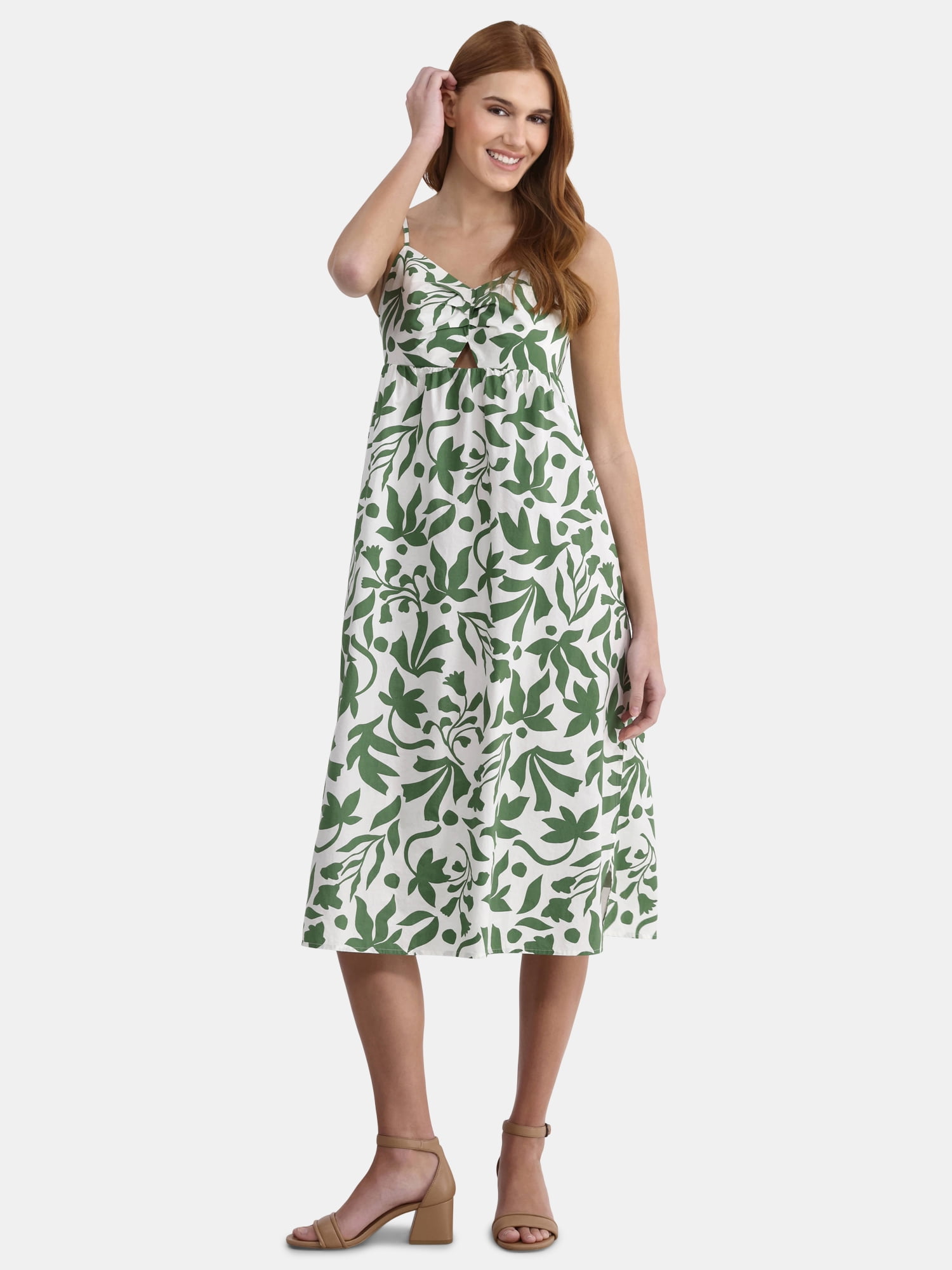 Time and Tru Women's Smocked Midi Dress, Sleeveless V-Neck, Allover Prints  or Solids - Walmart.com