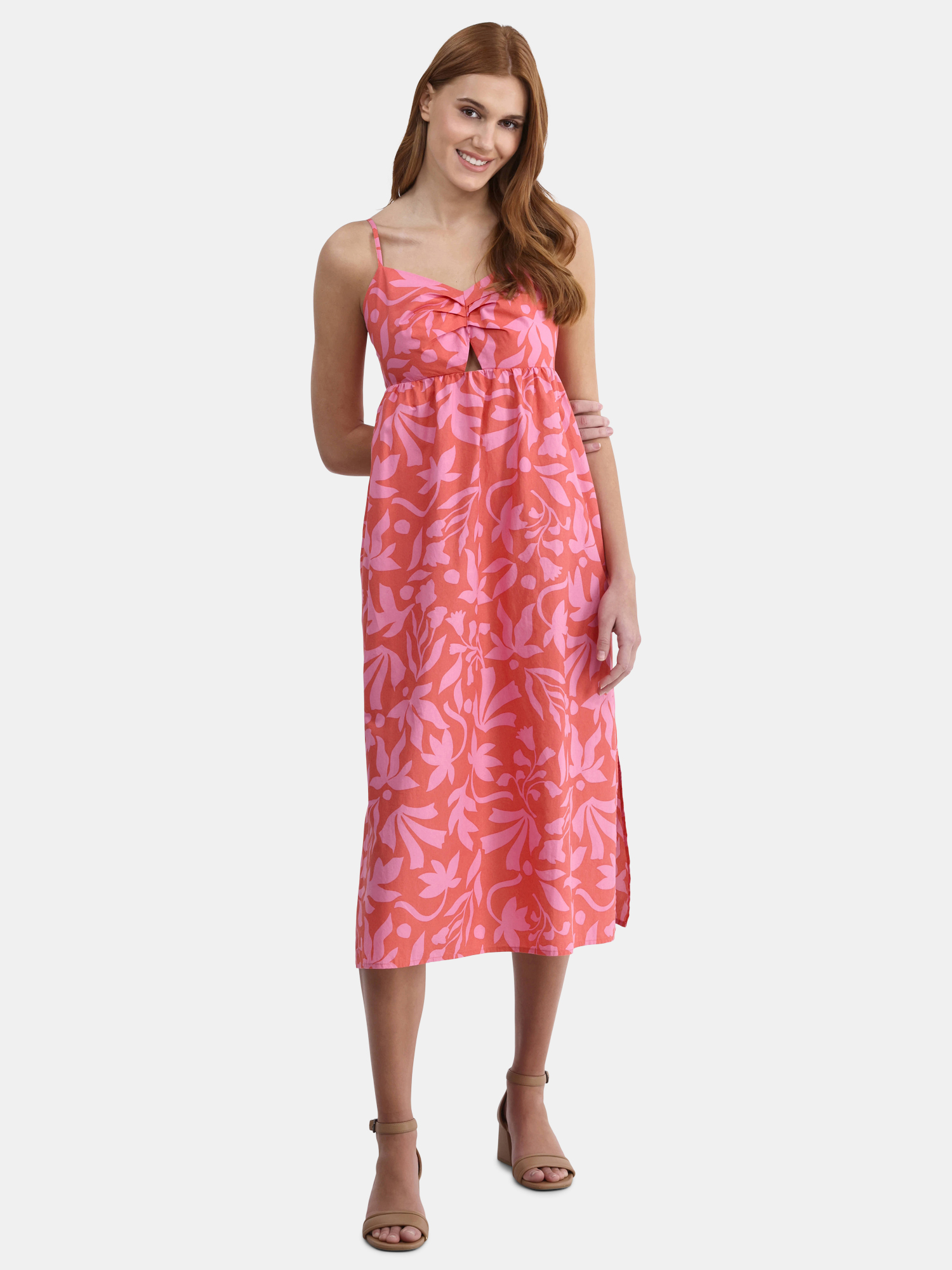 Time and Tru Women's Smocked Midi Dress, Sizes XS-XXXL