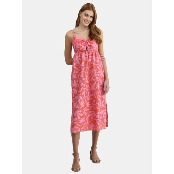 Time and Tru Women's Smocked Midi Dress, Sizes XS-XXXL