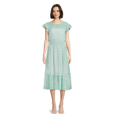 Time and Tru Women's Double V-Neck Shirttail Dress - Walmart.com