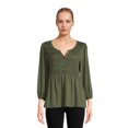 thumbnail image 1 of Time and Tru Women’s Smocked Peplum Top, Sizes XS-3XL, 1 of 5