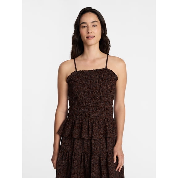 Time and Tru Women's Smocked Tank Top, Sizes XS-XXXL