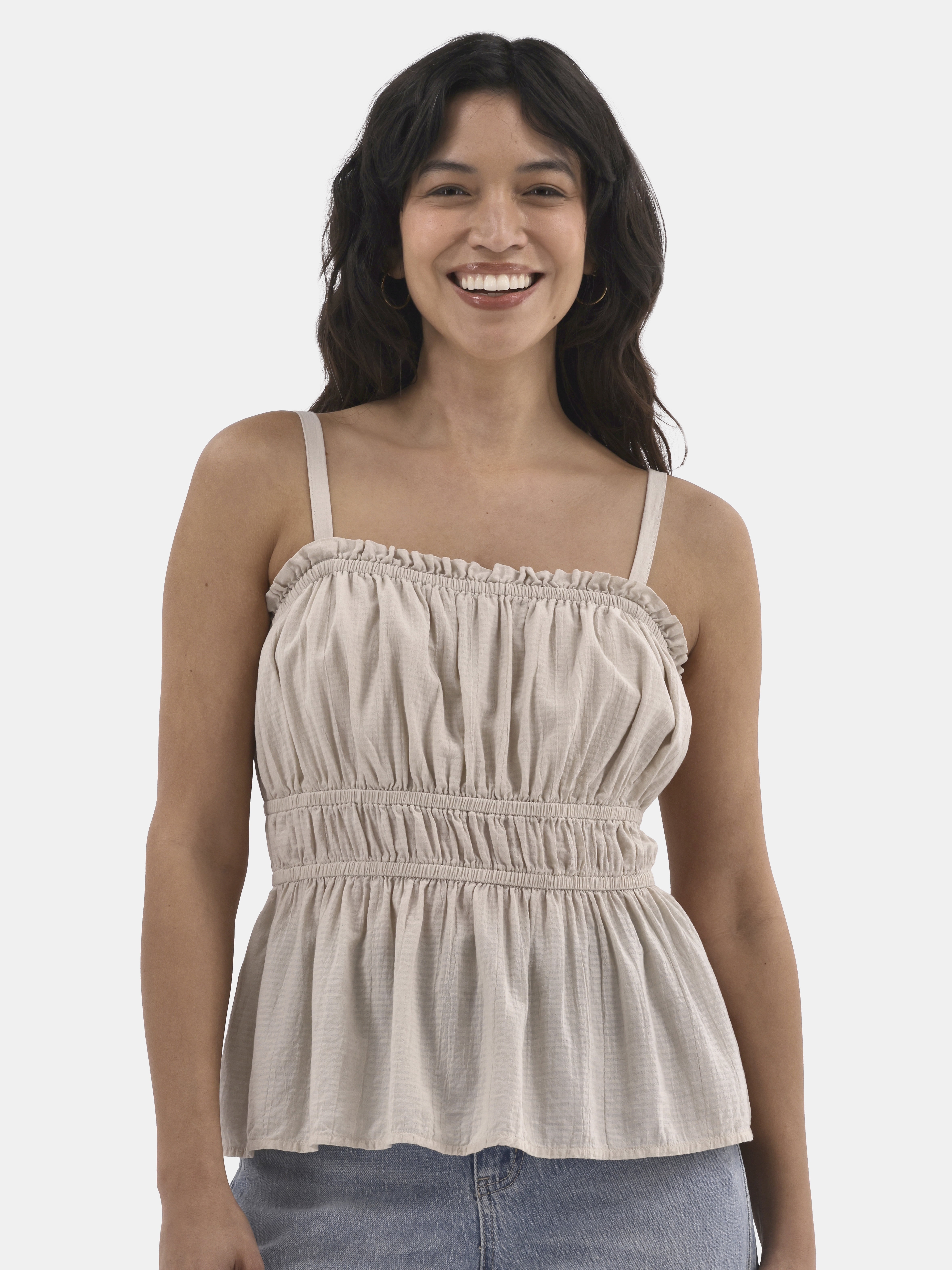 Time and Tru Women's Smocked Tank Top, Sizes XS-XXXL