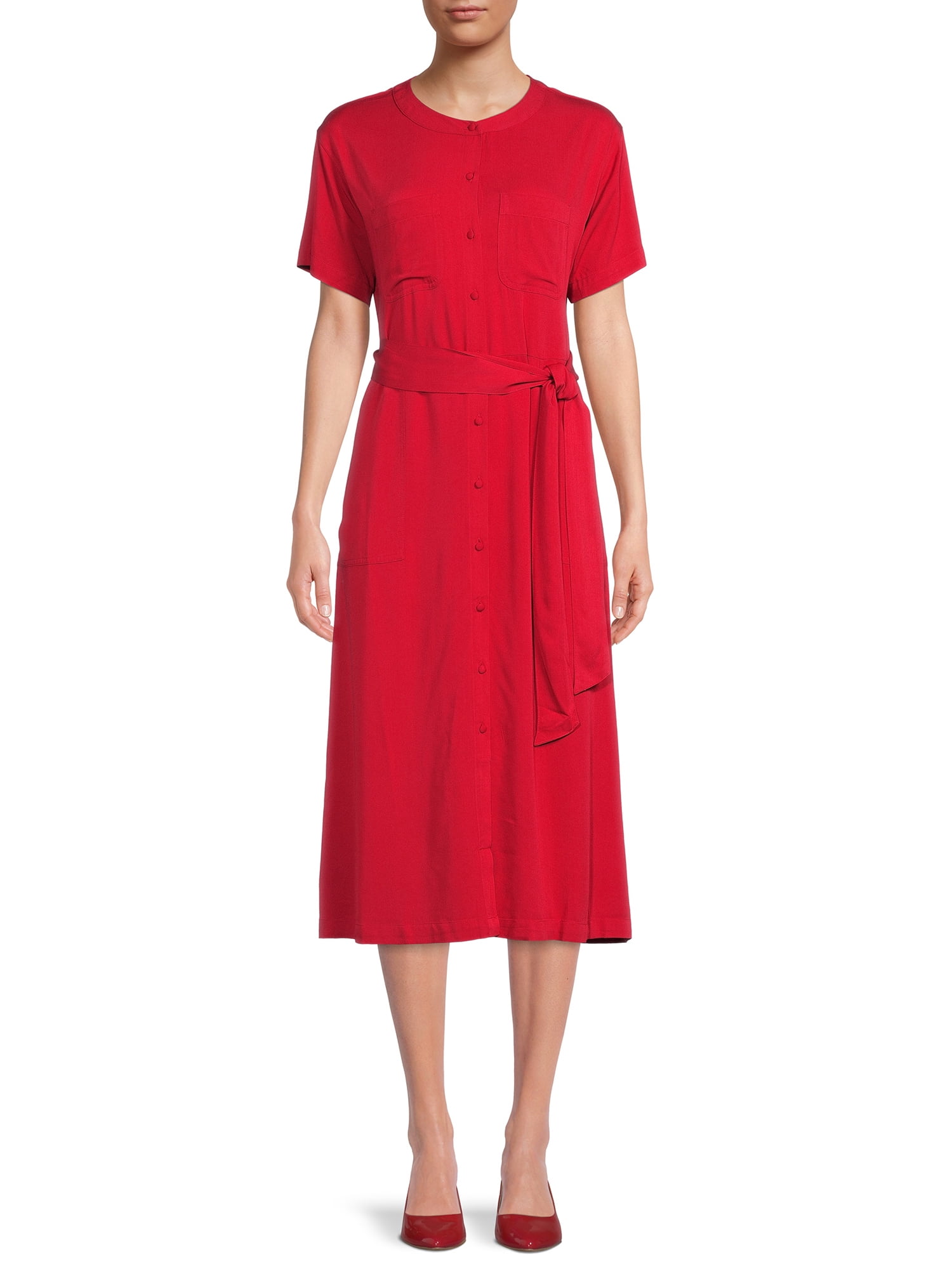 Time and Tru Women's Smocked Tie Shoulder Dress - Walmart.com