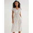 thumbnail image 1 of Time and Tru Women’s Smocked Waist Midi Dress with Short Sleeves, Sizes XS-XXXL, 1 of 6