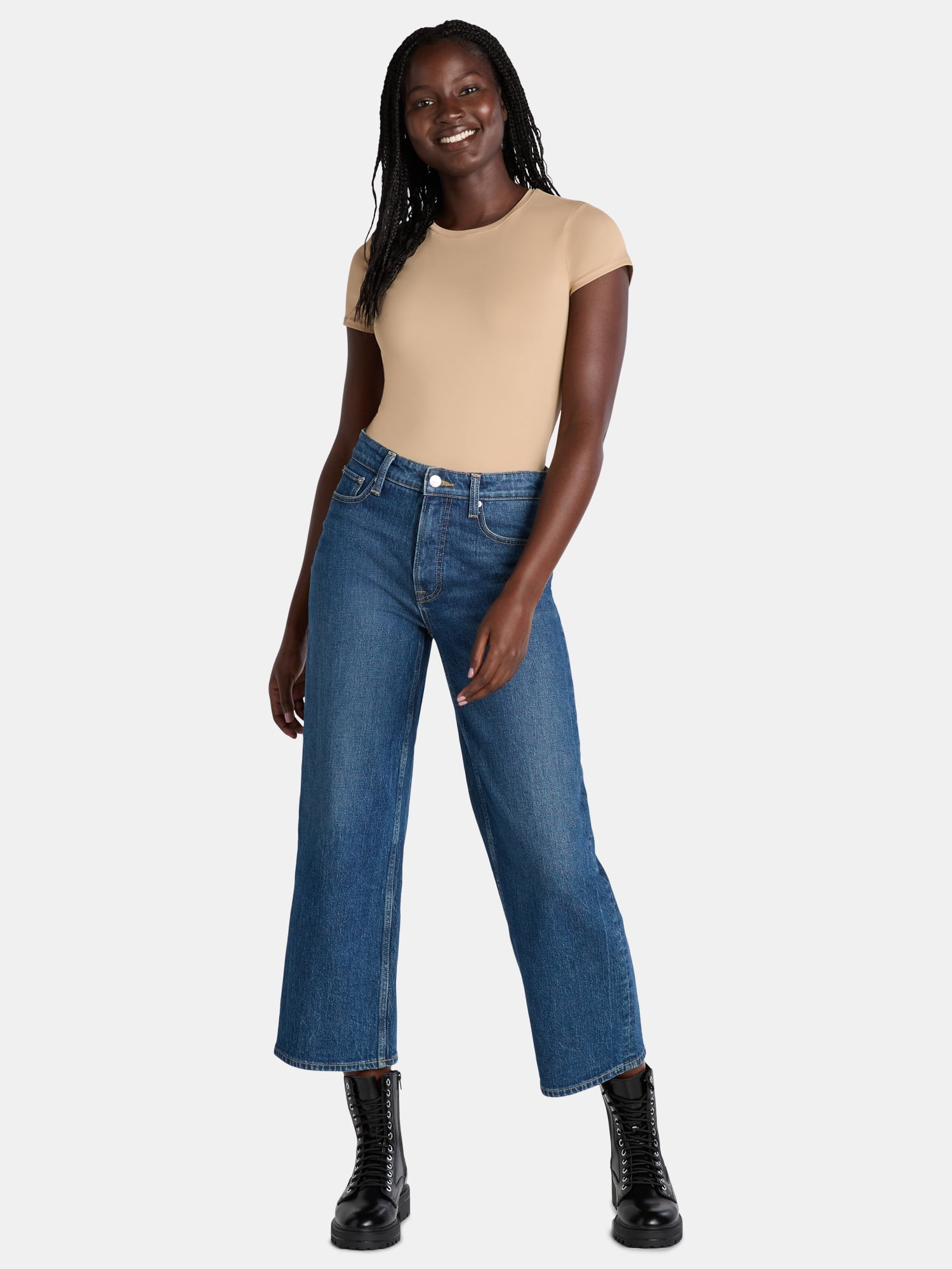 Time and Tru Women's Smoothing Bodysuit with Short Sleeves, Sizes XS-XXXL
