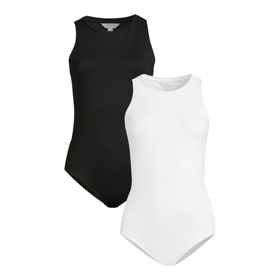 Time and Tru Women's Smoothing Sleeveless Bodysuit, 2-Pack, Sizes XS-XXXL