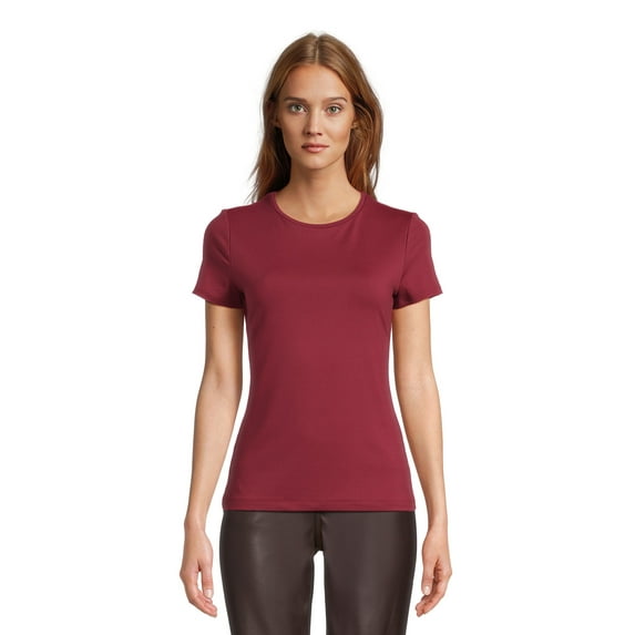 Time and Tru Women's Smoothing Tee with Short Sleeves, 2-Pack, Sizes XS-XXXL