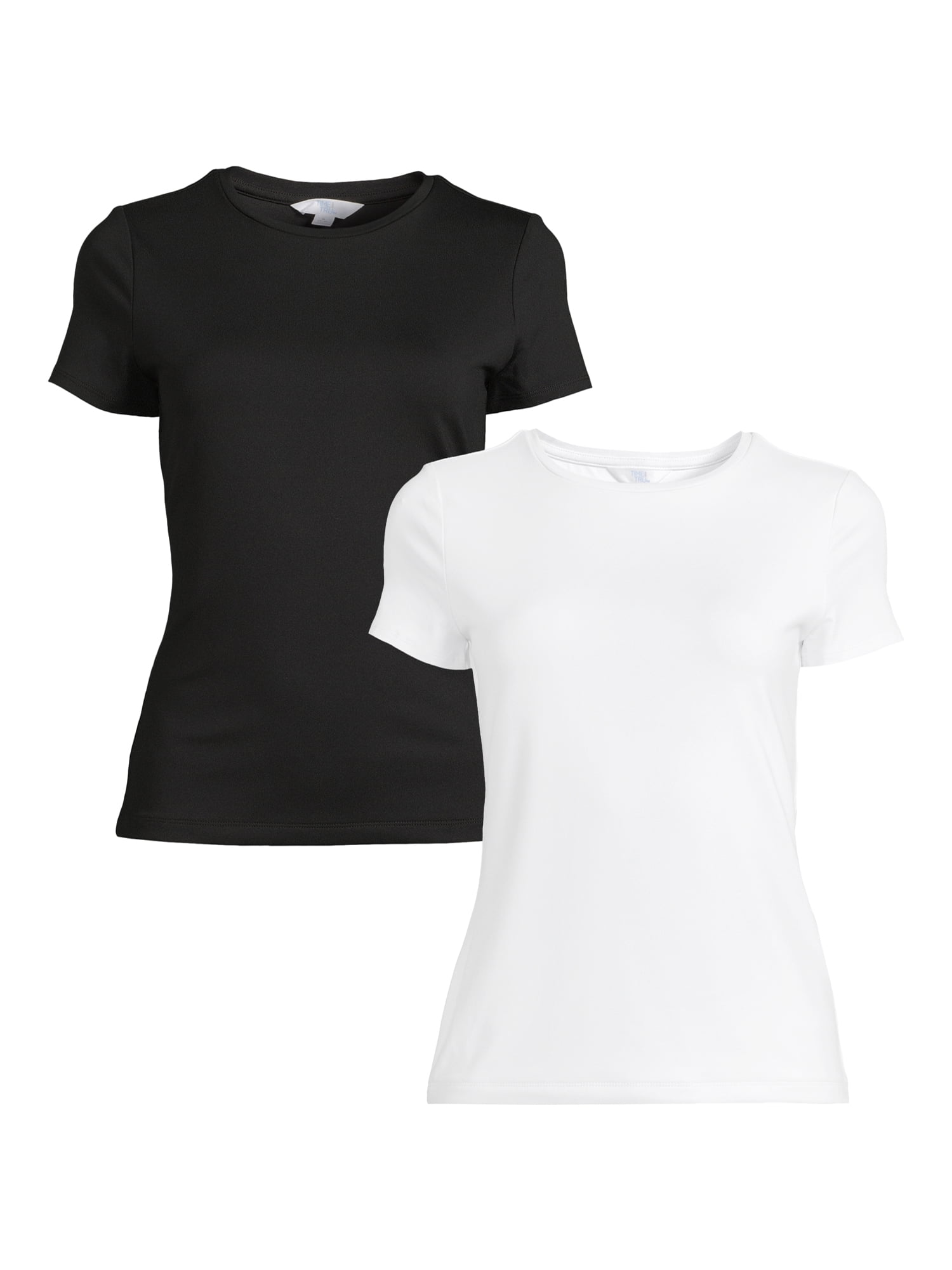 Time and Tru Women's Smoothing Tee with Short Sleeves, 2-Pack, Sizes XS-XXXL