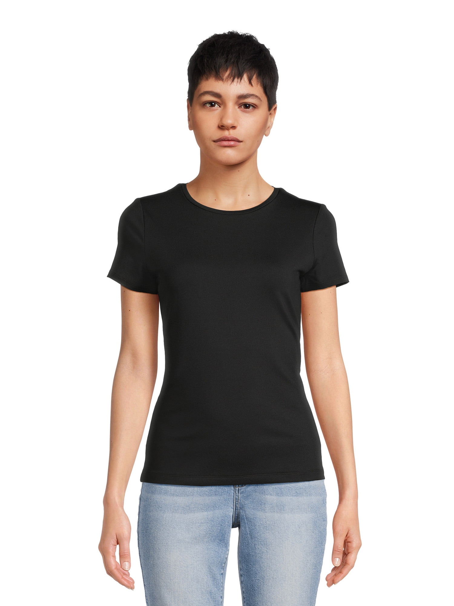 Time and Tru Women's Smoothing Tee with Short Sleeves, Sizes XS-XXXL