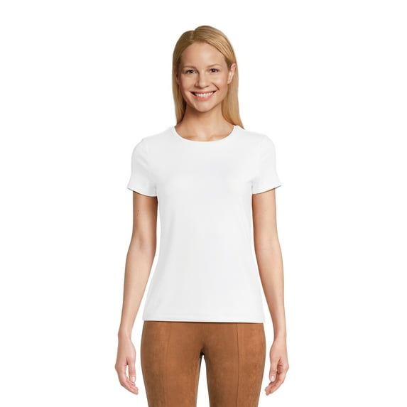 Time and Tru Women's Smoothing Tee with Short Sleeves, Sizes XS-XXXL