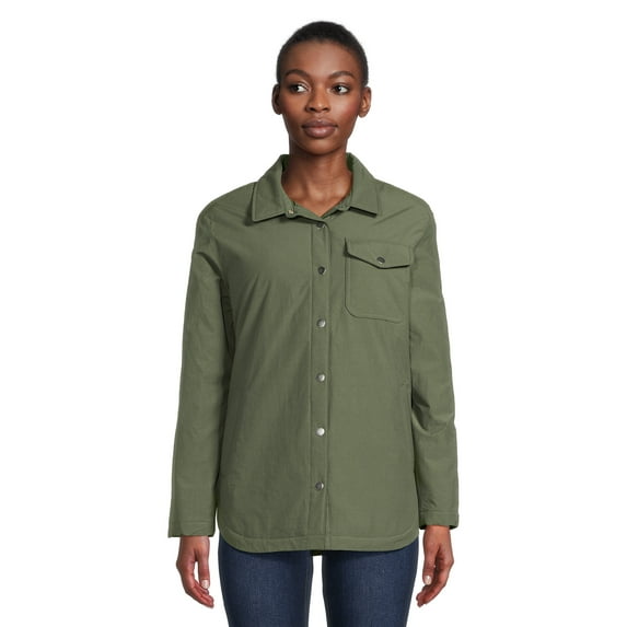 Time and Tru Women's Snap Front Shacket, Sizes XS-3X