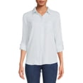 thumbnail image 1 of Time and Tru Women's Soft Button Front Shirt with Long Sleeves, 1 of 6
