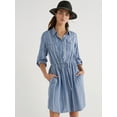 thumbnail image 1 of Time and Tru Women’s Soft Chambray Utility Shirt Dress, Sizes XS-XXXL, 1 of 5