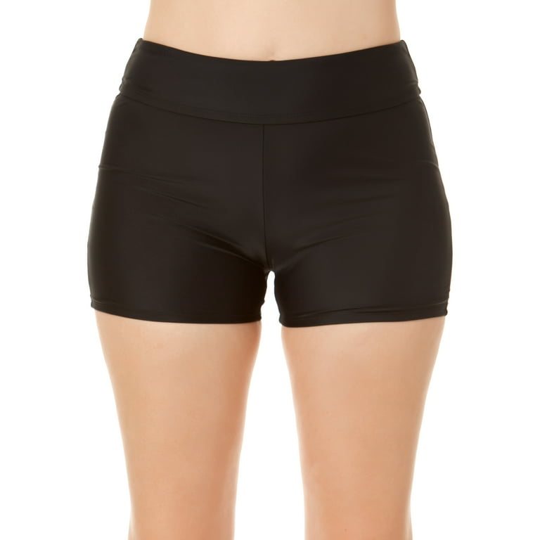 Time and Tru Women s Solid Black Boyshort Swim Bottoms Walmart