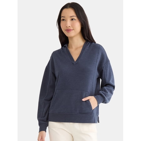 Time and Tru Women's Split Neck Hoodie, Sizes XS-XXXL