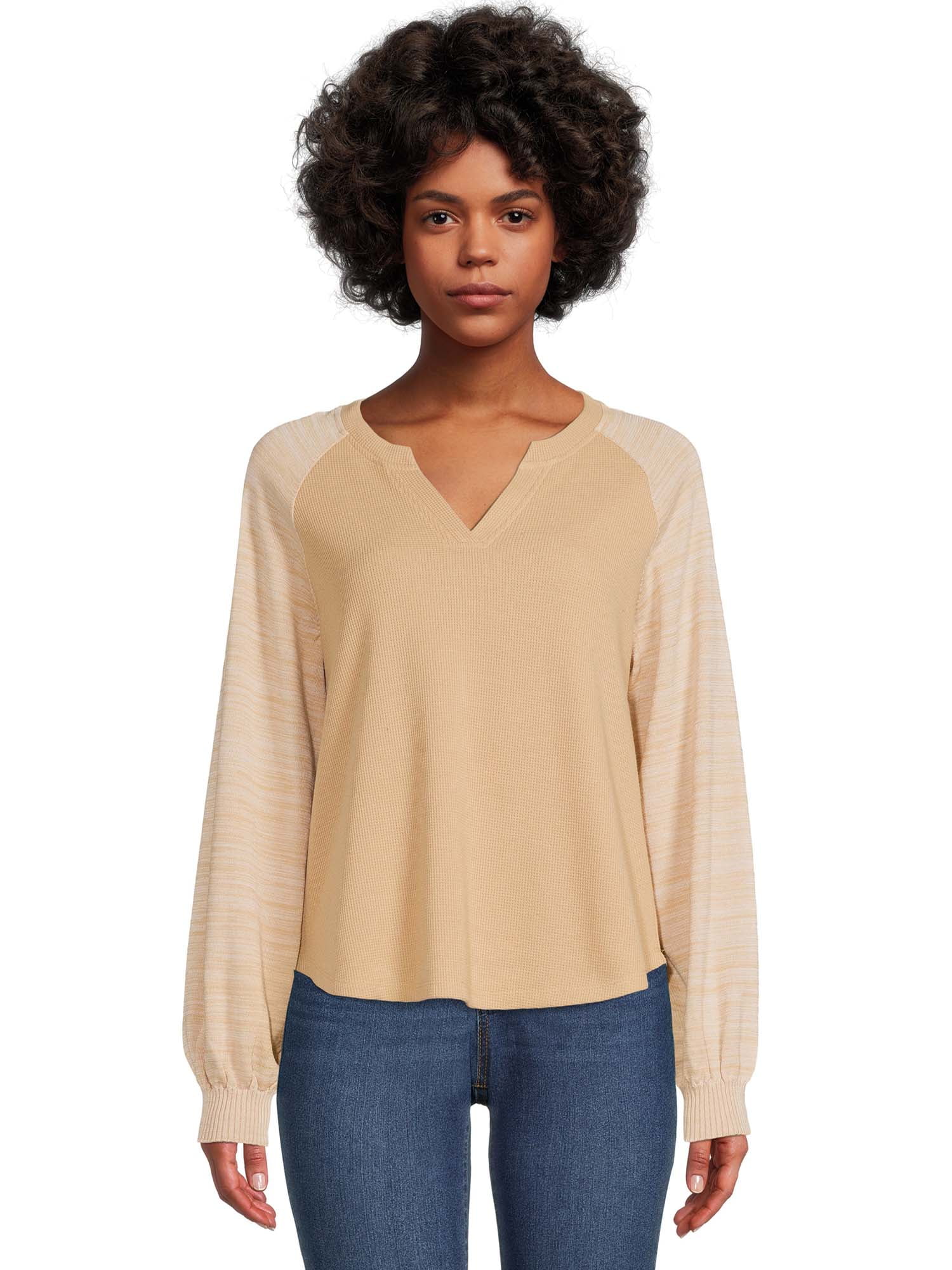 Time and Tru Women's Split VNeck Thermal Top