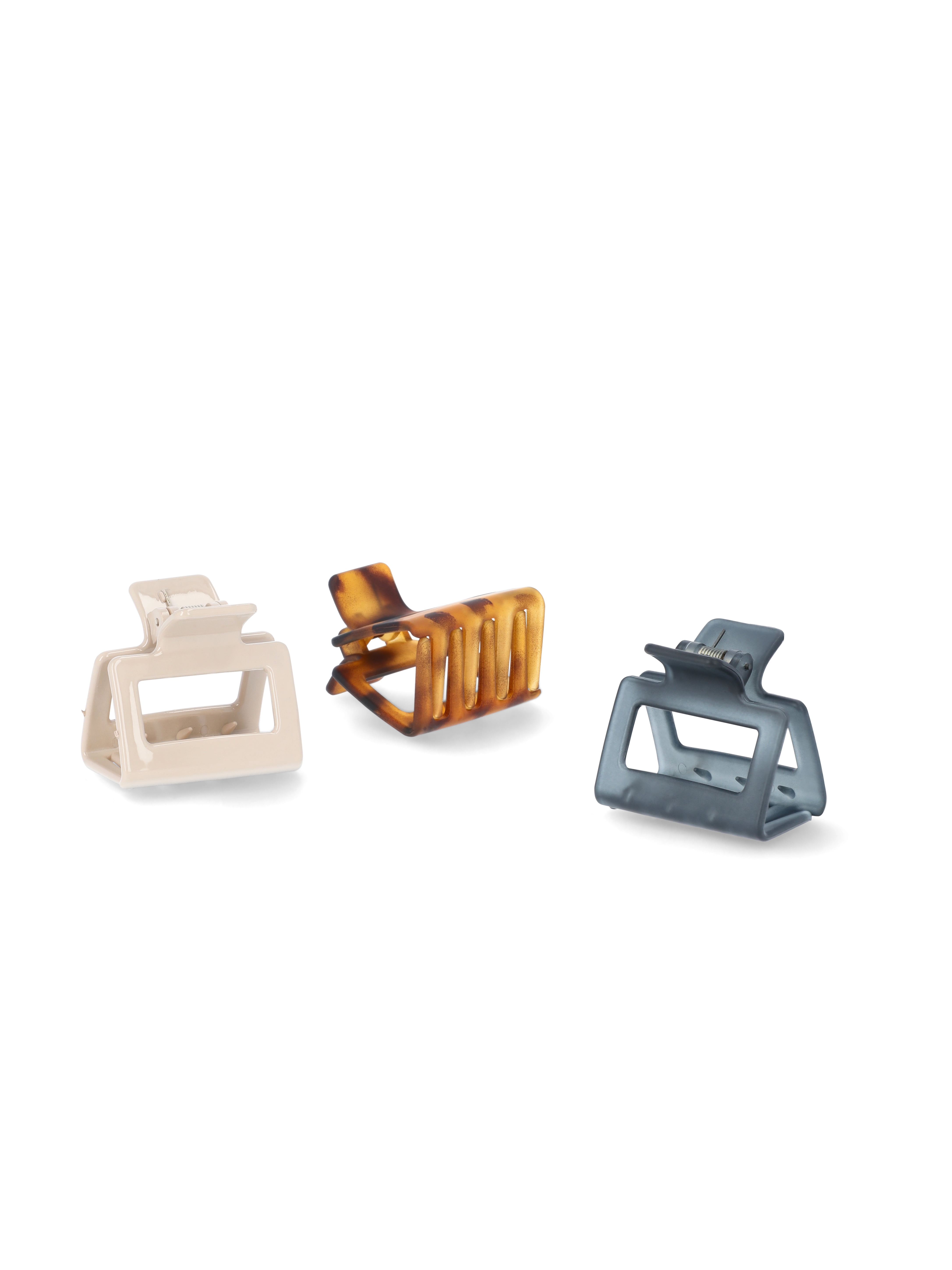 Time and Tru Women's Square Claw Hair Clips, 3-Pack, Brown