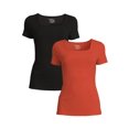 thumbnail image 1 of Time and Tru Women's Square Neck Rib Top, 2-Pack, Sizes XS-XXXL, 1 of 5
