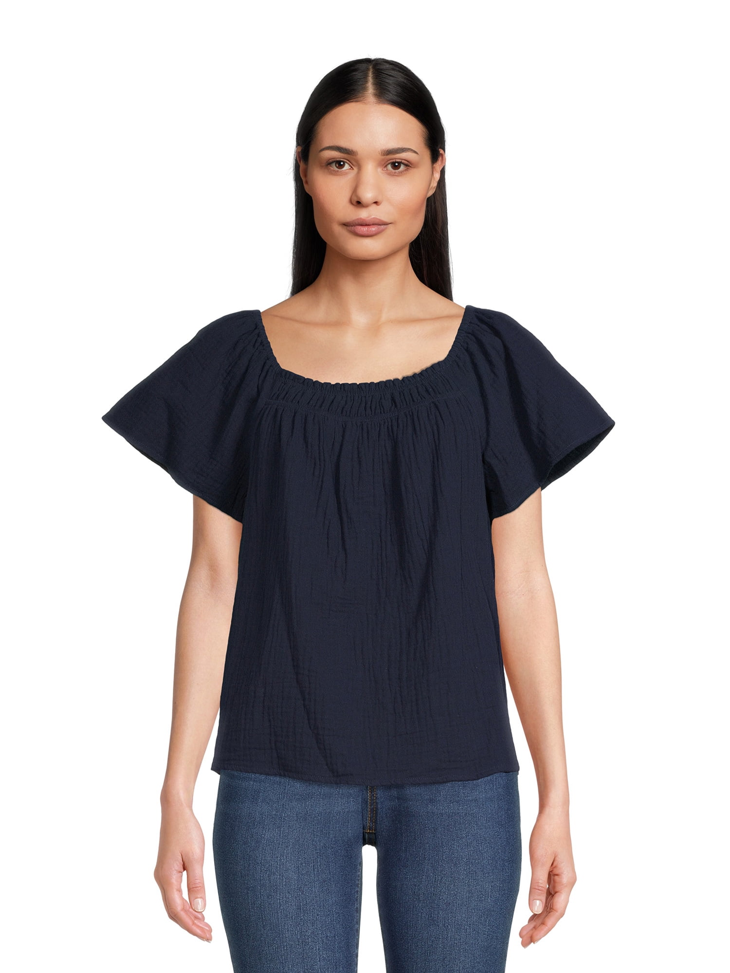 Time and Tru Women's Square Neck Top, Sizes XS-XXXL (Women's and Women ...
