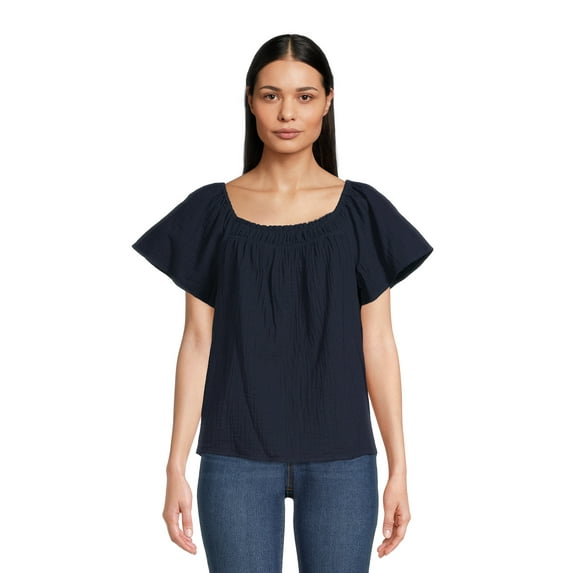Time and Tru Women's Square Neck Top, Sizes XS-XXXL (Women's and Women's Plus)
