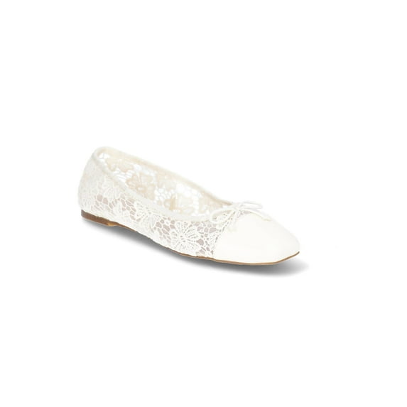 Time and Tru Women's Square Toe Lace Ballet Flats, Sizes 6-11