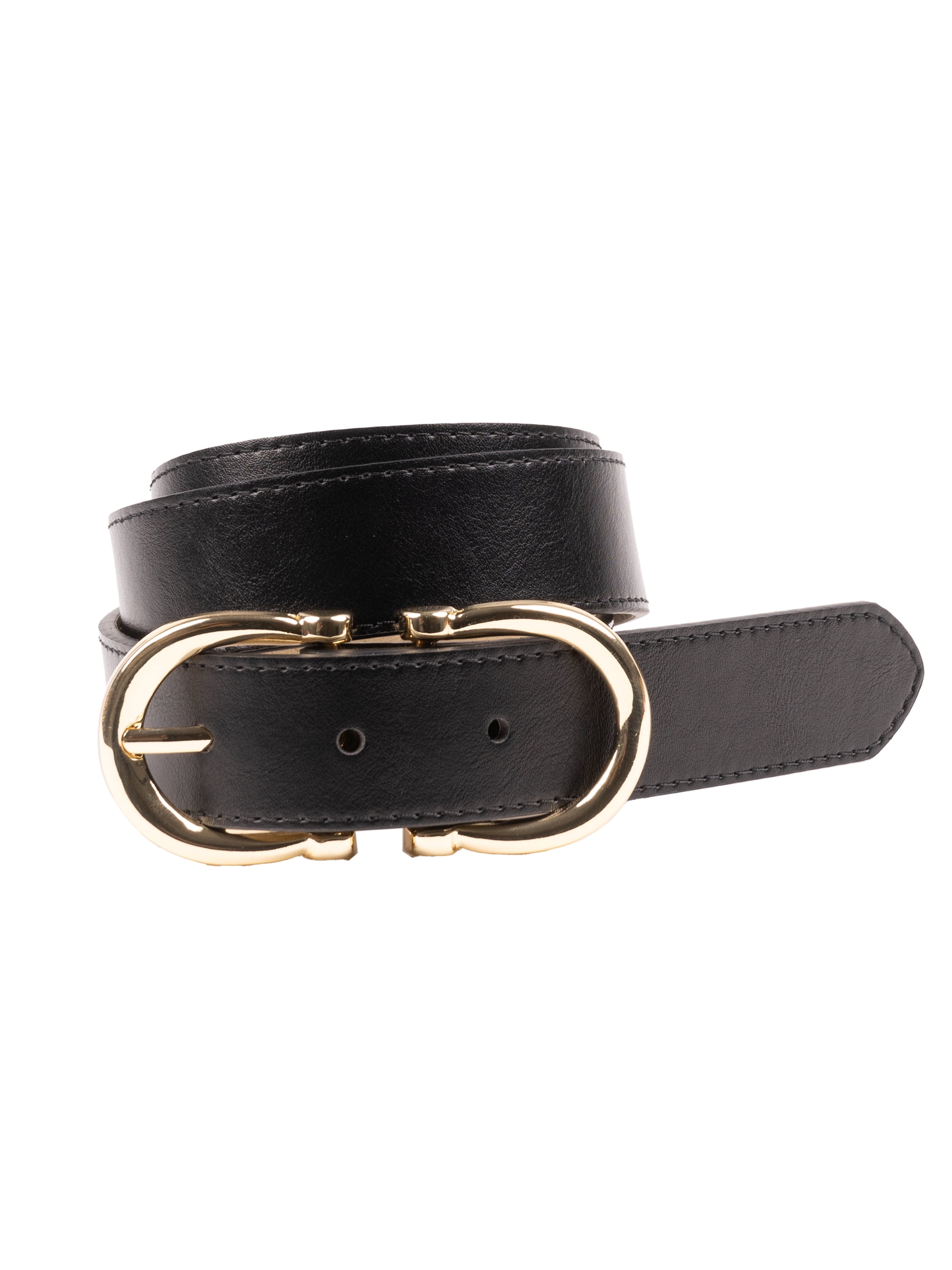 Time and Tru Women's Status Double Buckle Belt, Black